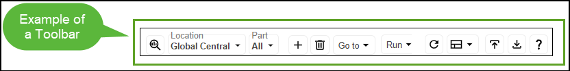 Example of toolbar controls Example of toolbar controls